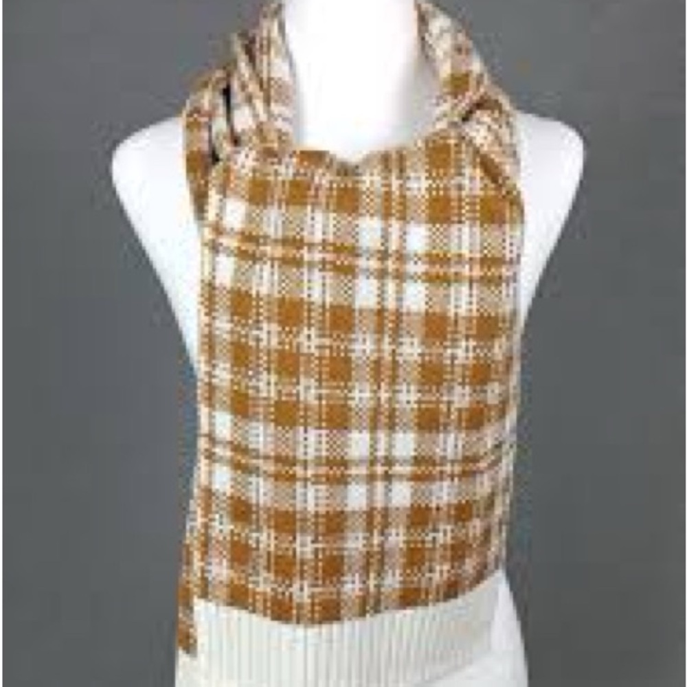 Timberland Reversible Plaid Scarf One Size Brown White